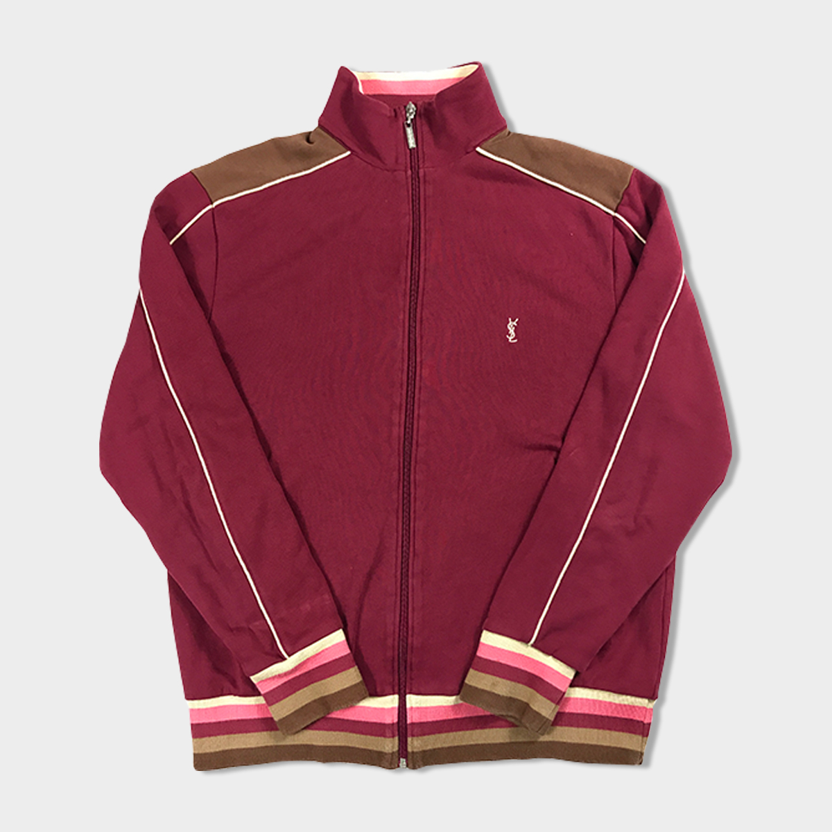 YVES SAINT LAURENT ZIP FLEECE TRACK TOP | BURGUNDY (S)