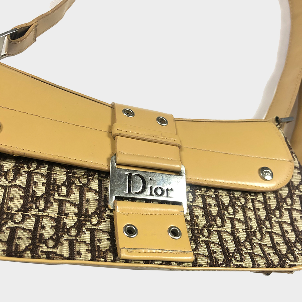 Christian Dior Brown Monogrammed Street Chic Bag with Tan Leather Tr –  Pechuga Vintage