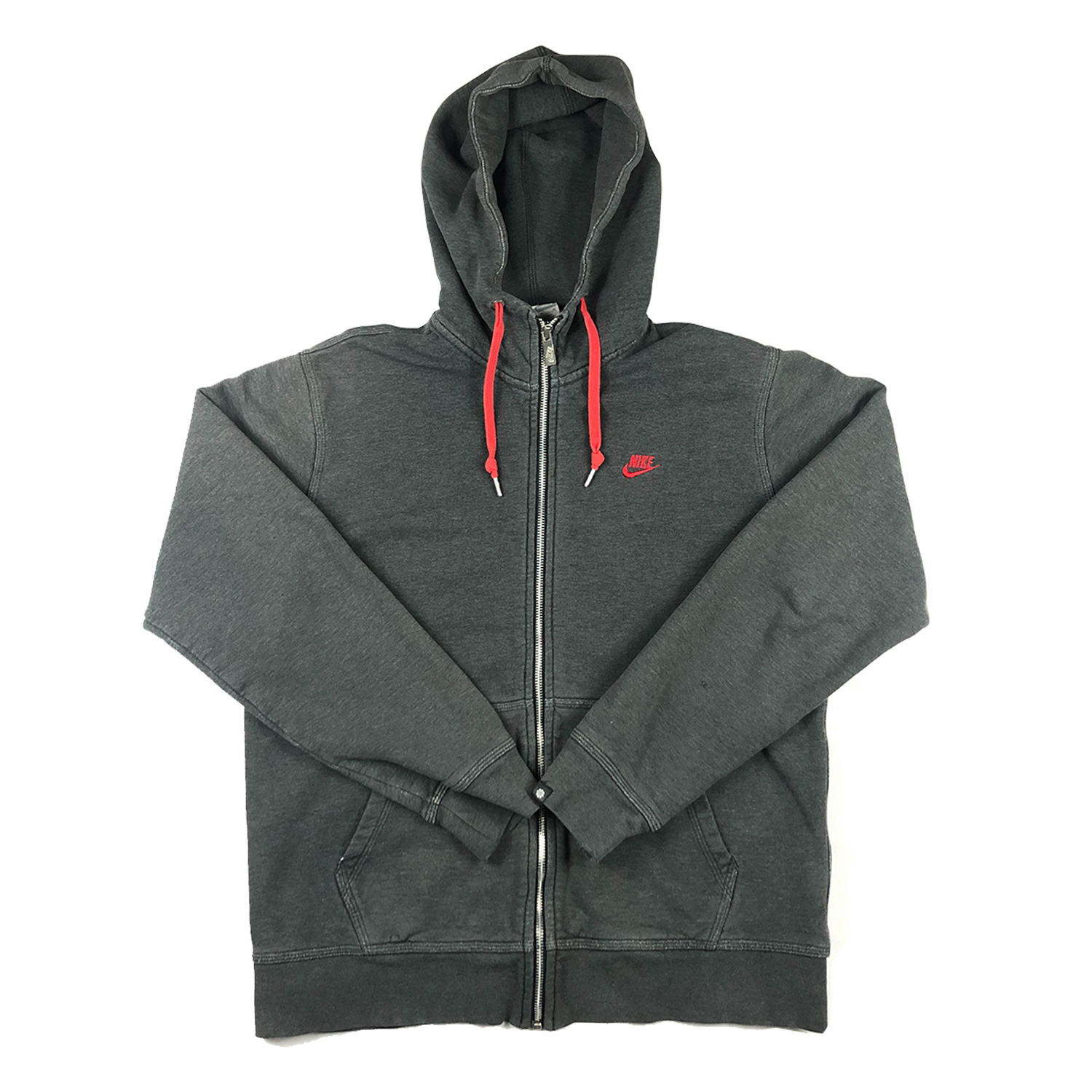 MENS NIKE HOODIE CHARCOAL GREY/RED | MEDIUM