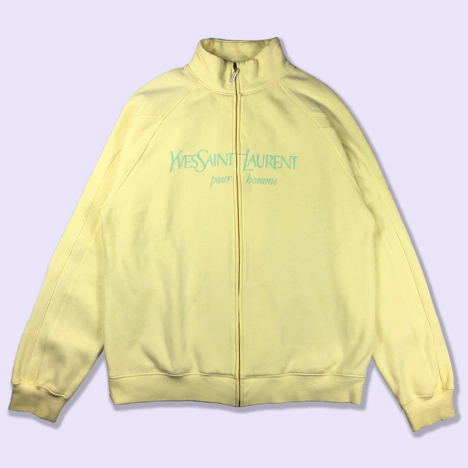 MENS YVES SAINT LAURENT FULL ZIP FLEECE | LARGE | CREAM/OFF WHITE