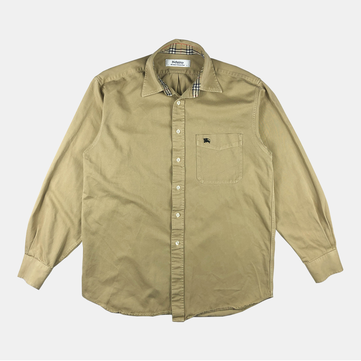 MENS BURBERRY NOVA CHECK LONG SLEEVE SHIRT | BEIGE | 42 / XL