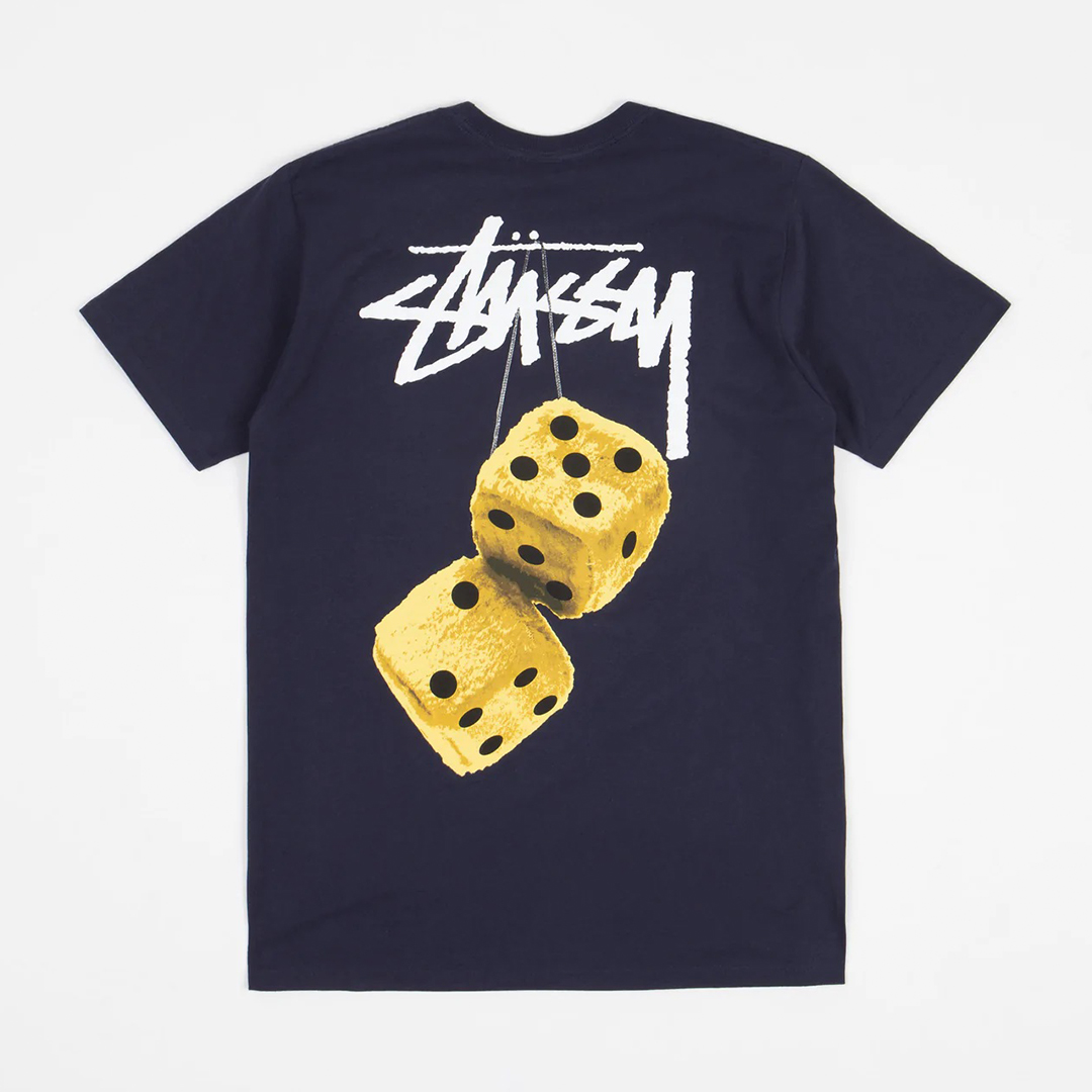 Stussy Fuzzy Dice T-Shirt Navy | Small