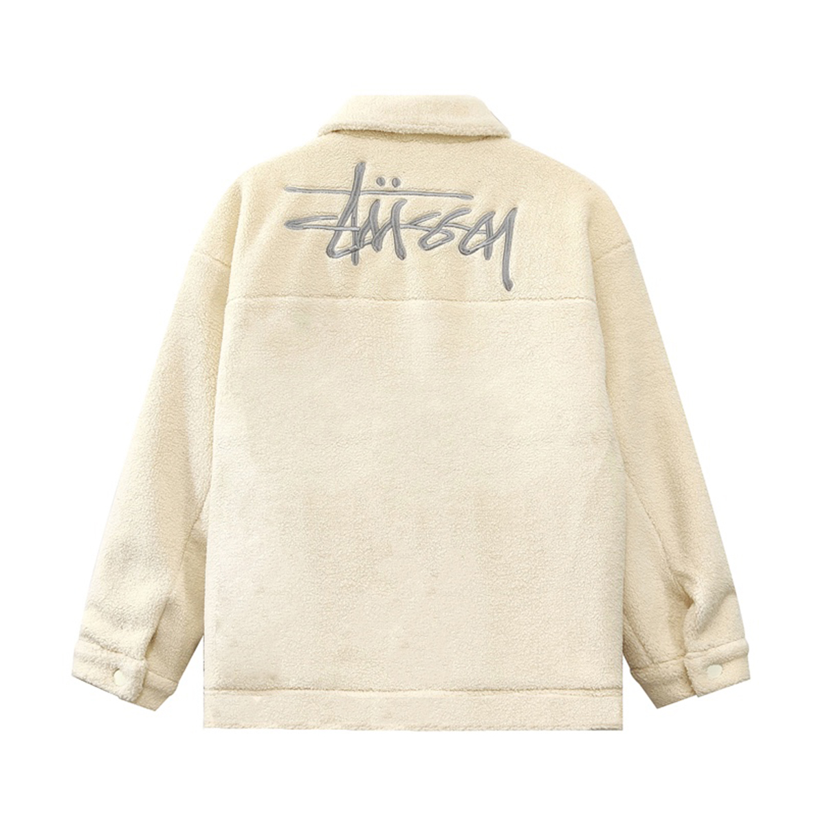 Stussy Vintage Fur Button Up Fleece Jacket | Cream (S)