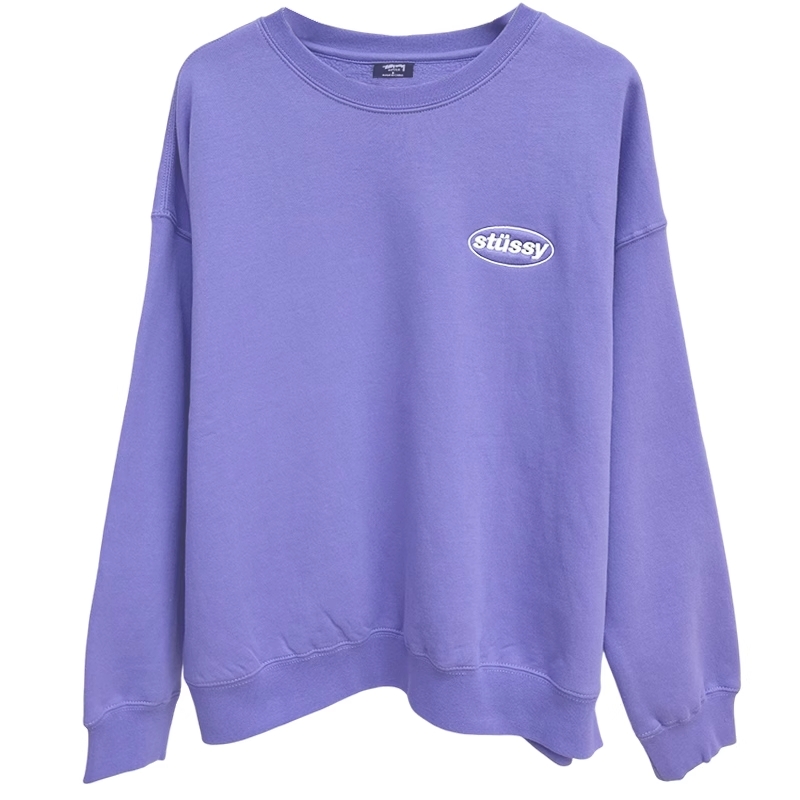 Womens Stussy Logo Crew Sweatshirt Jumper | Purple (8)