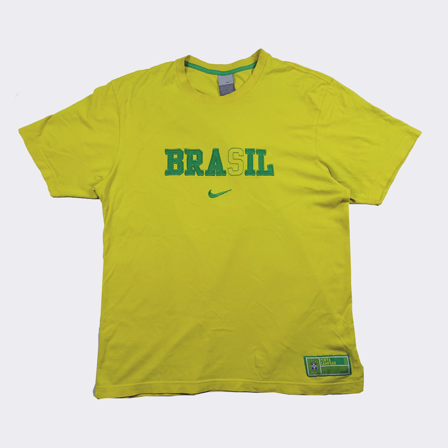 Nike Vintage Brasil/Brazil Penta Campeo (5 Time Champion) Nike Tee | Yellow/Green (L)