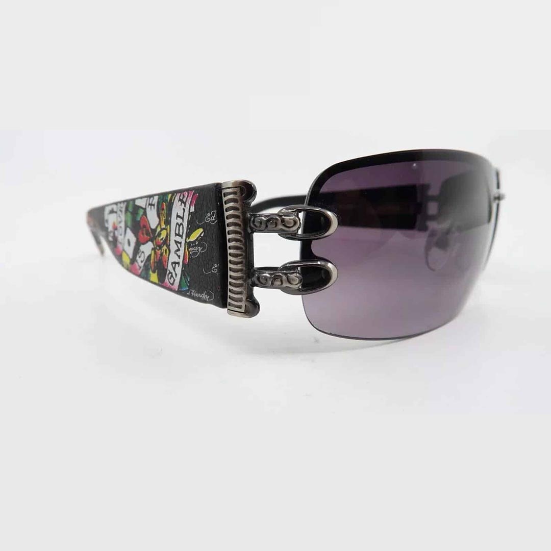 Vintage ED Hardy ‘Love Is A Gamble’ Sunglasses – GUNMETAL – M/L