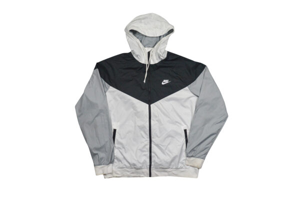 Nike Vintage Windbreaker Lightweight Zip Jacket | White/Black/Grey (L)